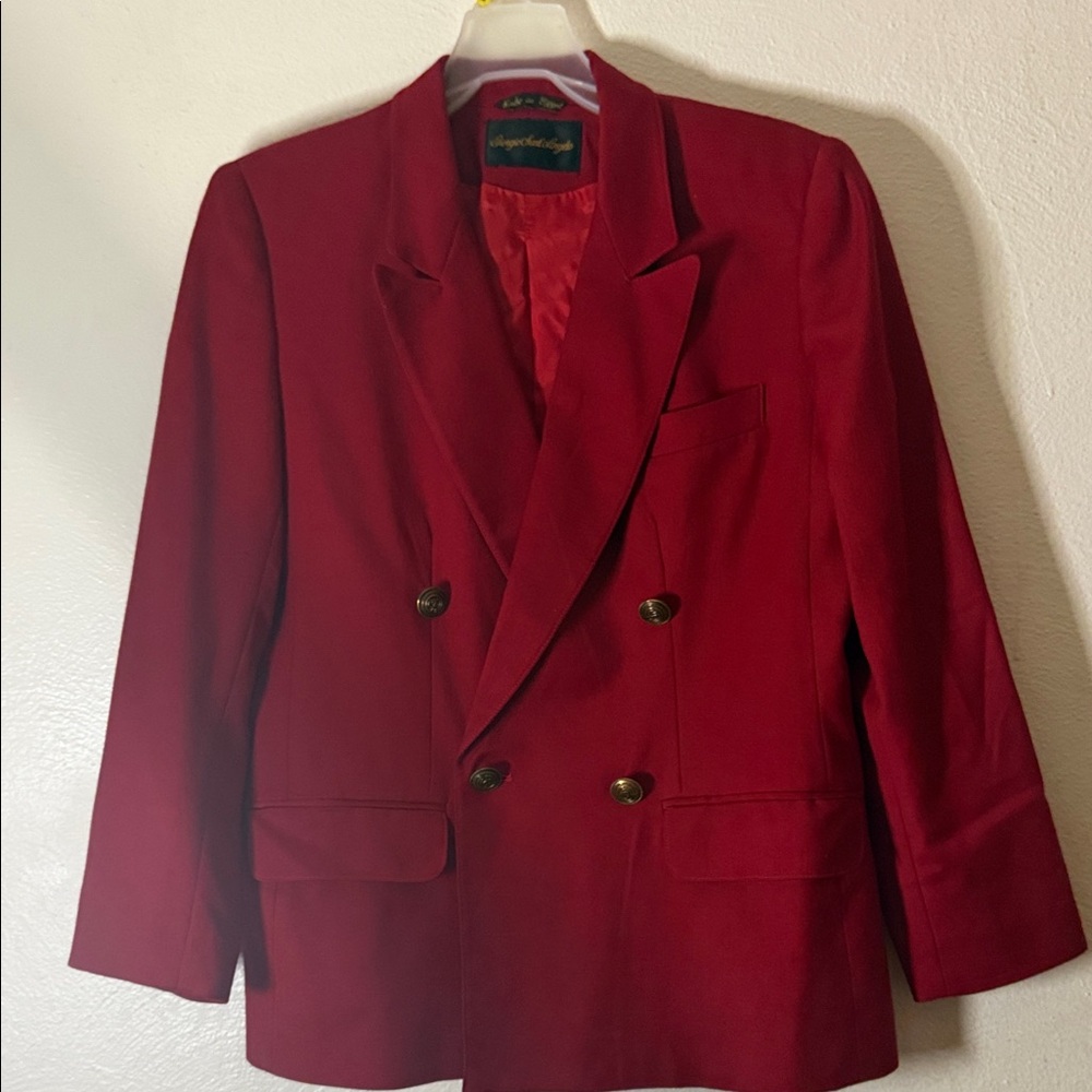 Giorgio St Angelo Classic Double-Breasted 100 percent wool Red Blazer